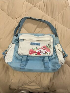 Sanrio Cinnamoroll Light Blue and White Shoulder Bag with Strawberry Print